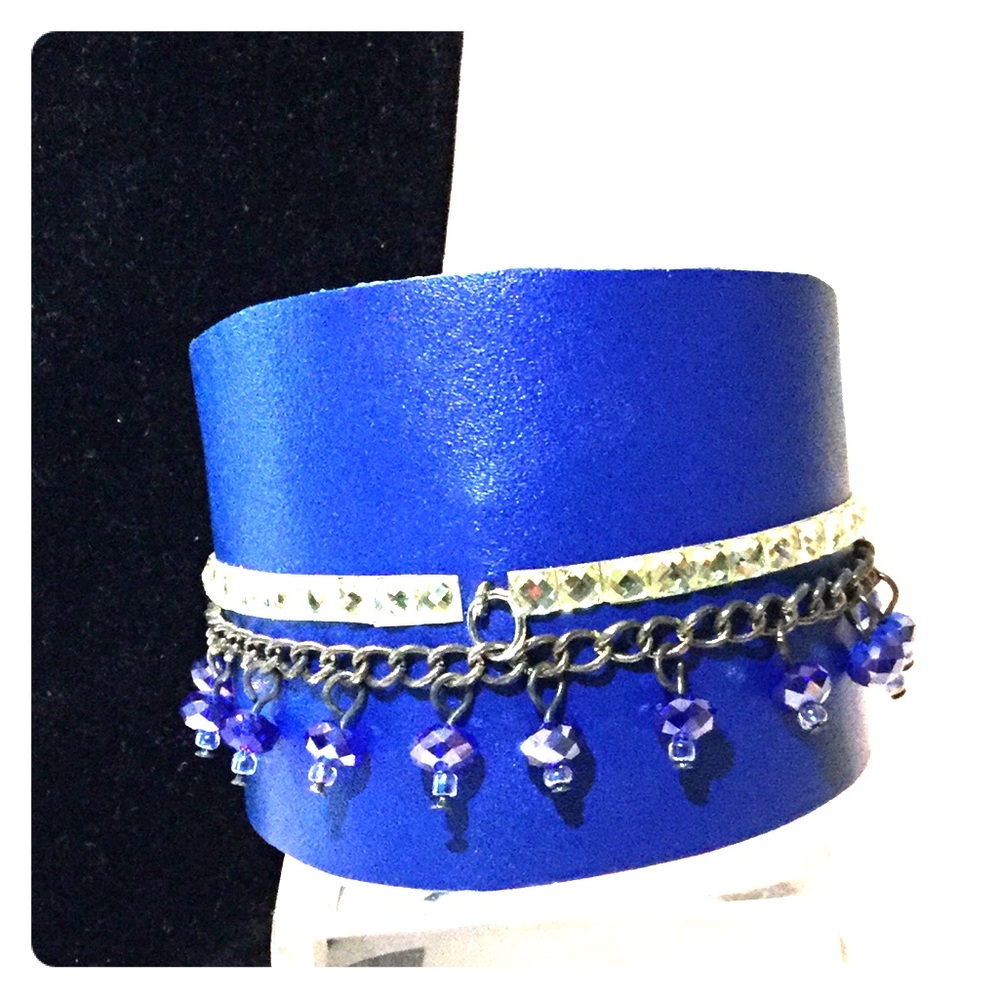 Blue leather cuff
